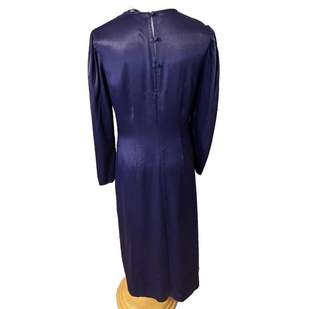 & Other Stories Midi Dress 10 Purple 3/4 Long Sleeve Stretch 20's Retro NWT - Picture 3 of 10